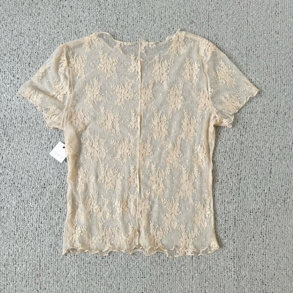 Ultra Flirt Cream Lace Sheer Blouse M - Picture 6 of 6